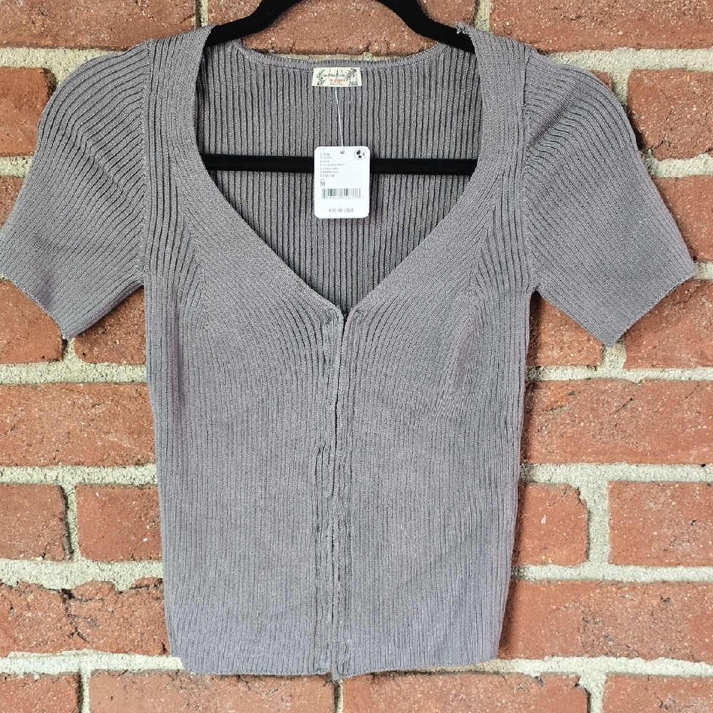 Free People Heather Gray Knit Cardigan